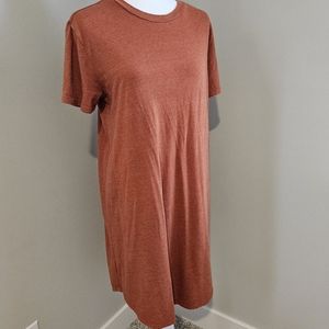 Lou & Grey Softserve Slub Shirttail Tee Dress, Toasted Amber, Medium